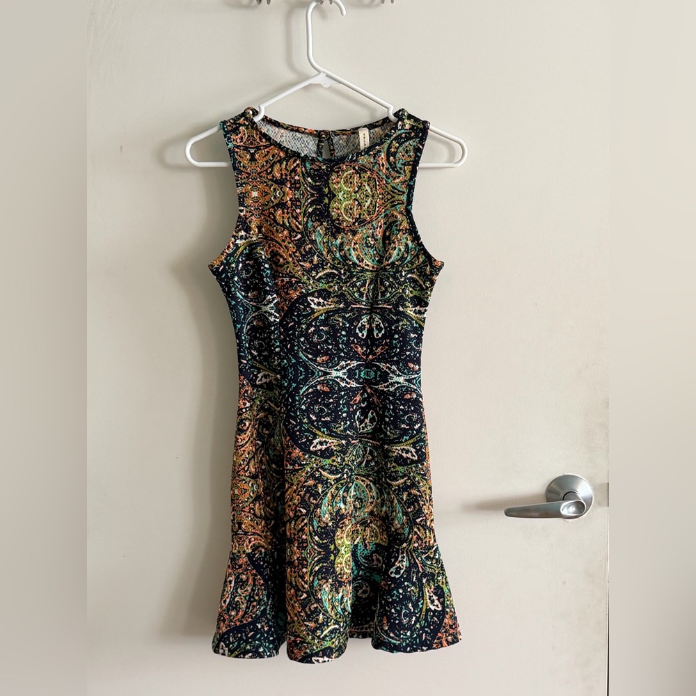 Tyche Sleeveless Paisley Multi-color Mini Dress